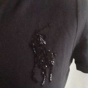 Ralph Lauren black beaded polo shirt. Large. NWT